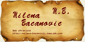 Milena Bacanović vizit kartica